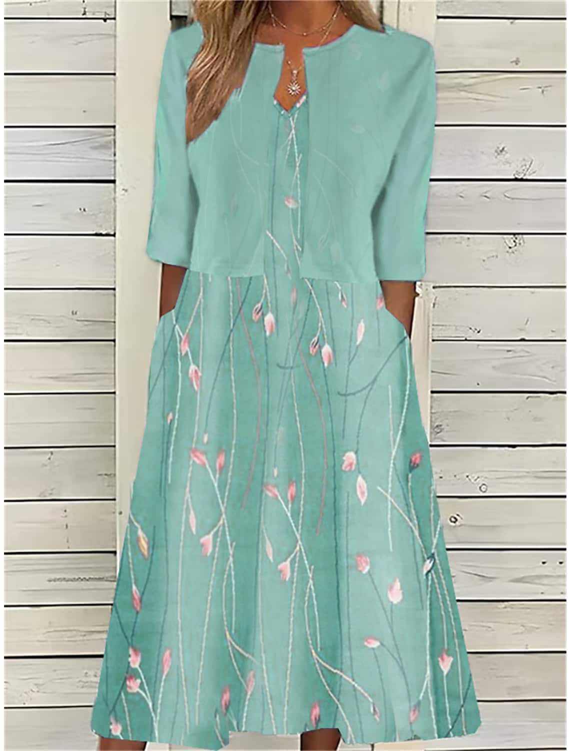 Vestido elegante feminino com estampa--100% de garantia de satisfação