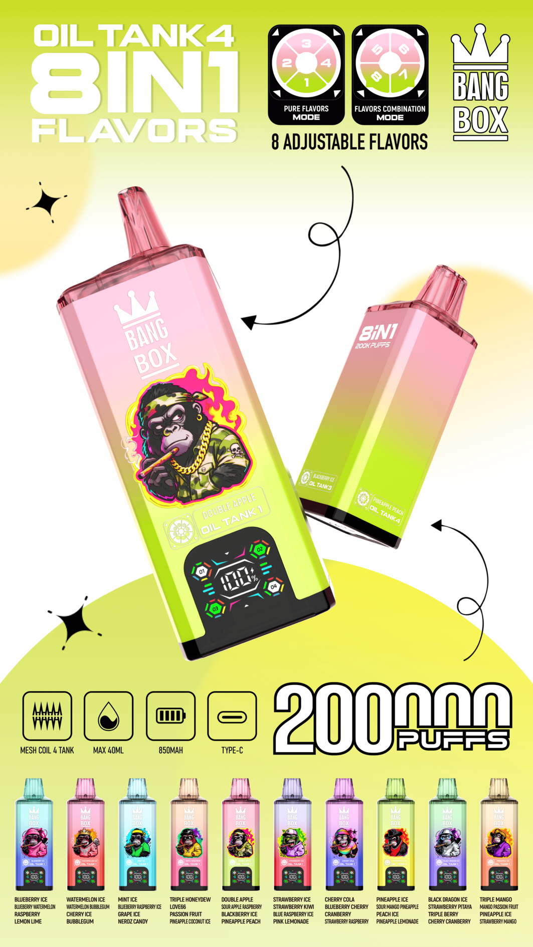 Bang Box 200000 PUFFS – Ultimate 8-in-1 Disposable Vape