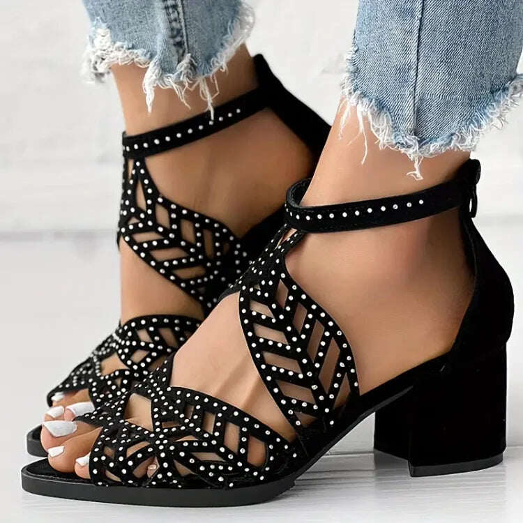 Novos sapatos de salto alto femininos em estilo boho