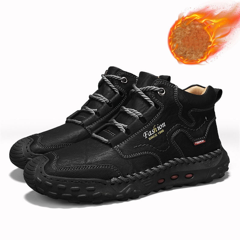 Botas de caminhada masculinas costuradas à mão com cadarço para atividades ao ar livre
