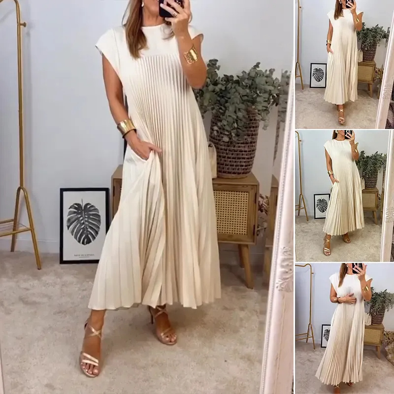 🔥❤️【S-3XL】 MONOKRÓM REDŐZÖTT UJJATLAN RUHA
