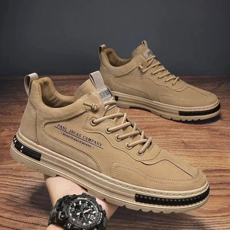 2024 novos sapatos de couro casuais masculinos de outono com sola macia