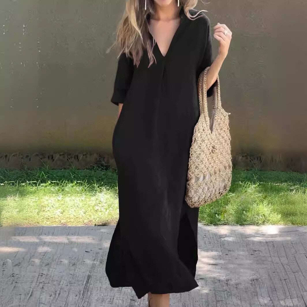 🌸Elegantna haljina s V izrezom i prorezom🍃