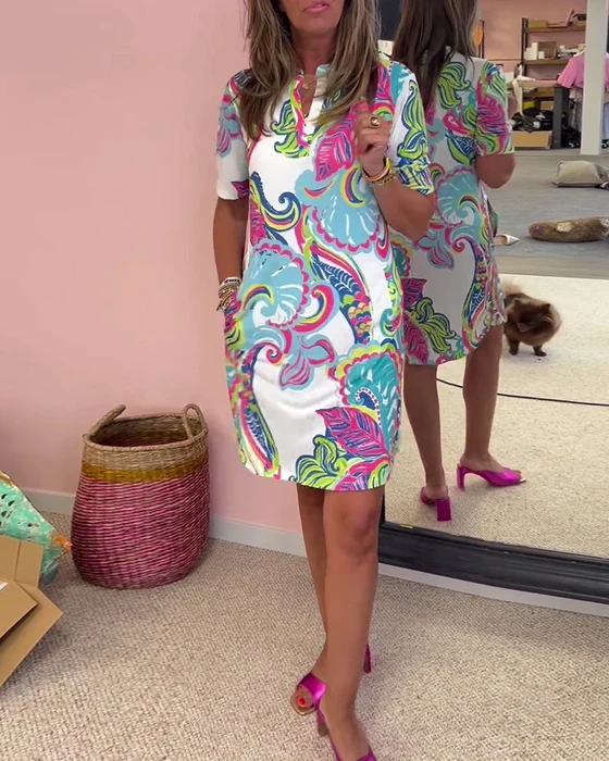 Vestido justo com estampa