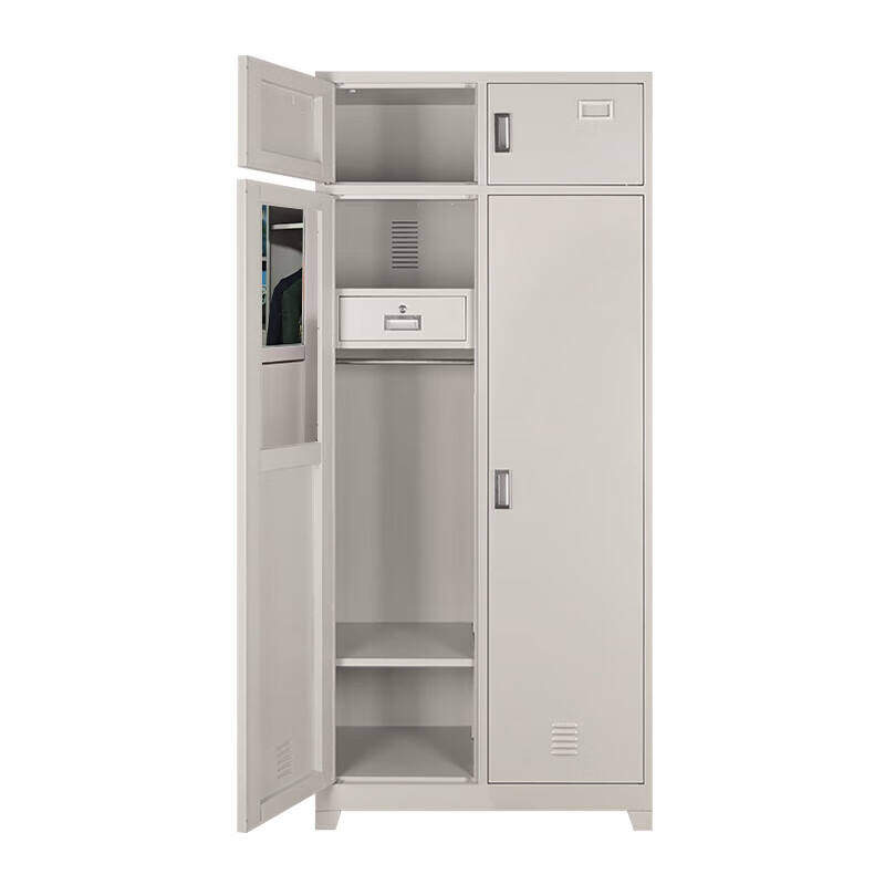 Cross Border Special Business Card Slot Built in Dress Mirror Steel Wardrobe with Smooth Guide Rails Drawers