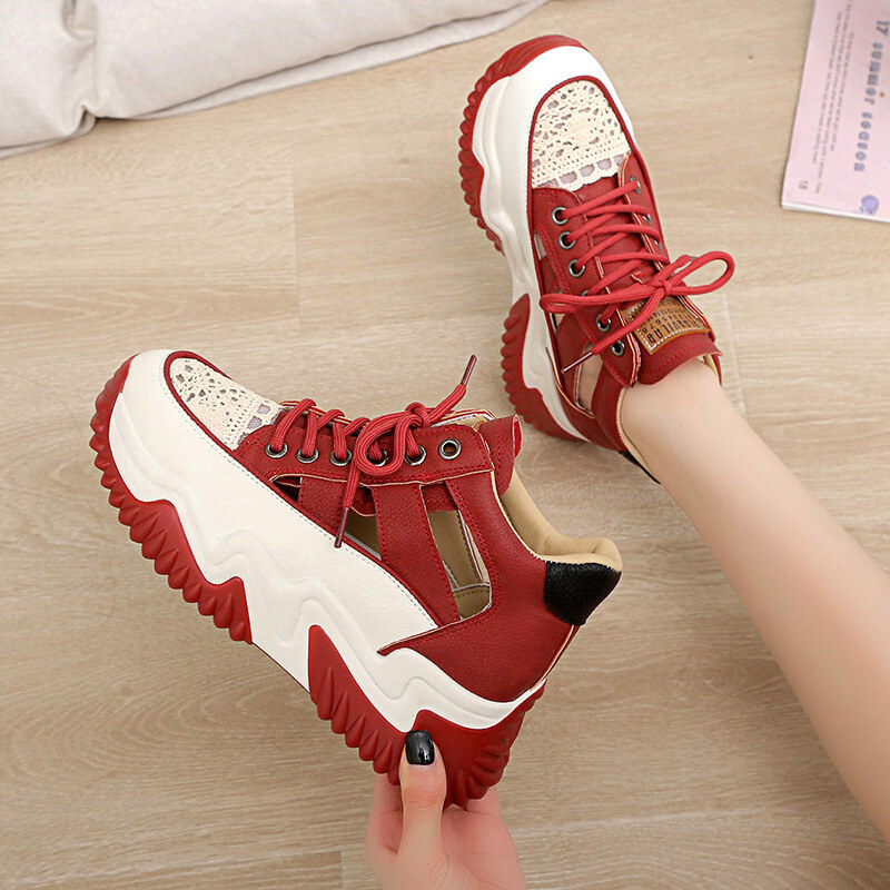 2024 verão novo estilo malha alta superior oco respirável sapatos femininos