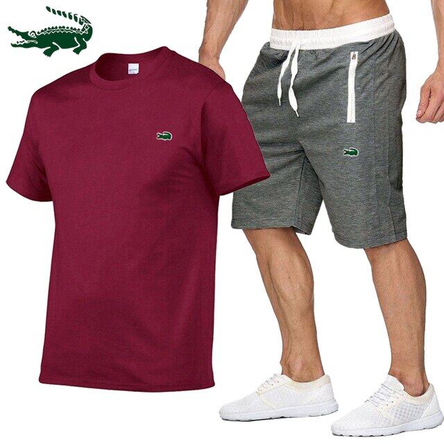 Cartelo High quality spring and summer new men's casual sports cotton round neck short-sleeved T-shirt+casual sports pants set