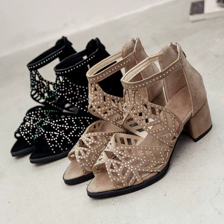 Novos sapatos de salto alto femininos em estilo boho