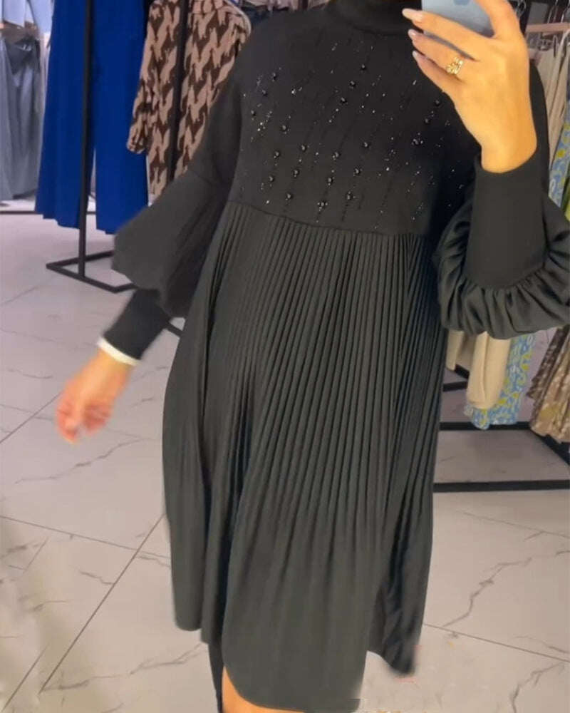 VESTIDO COM MANGA BALÃO E GOLA ALTA