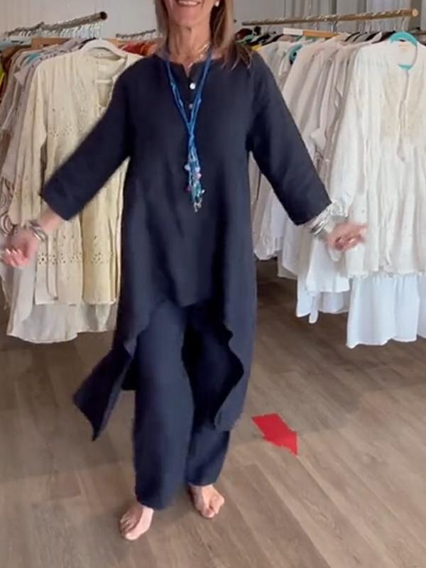 🔥Conjunto de duas peças confortável e folgado para senhora