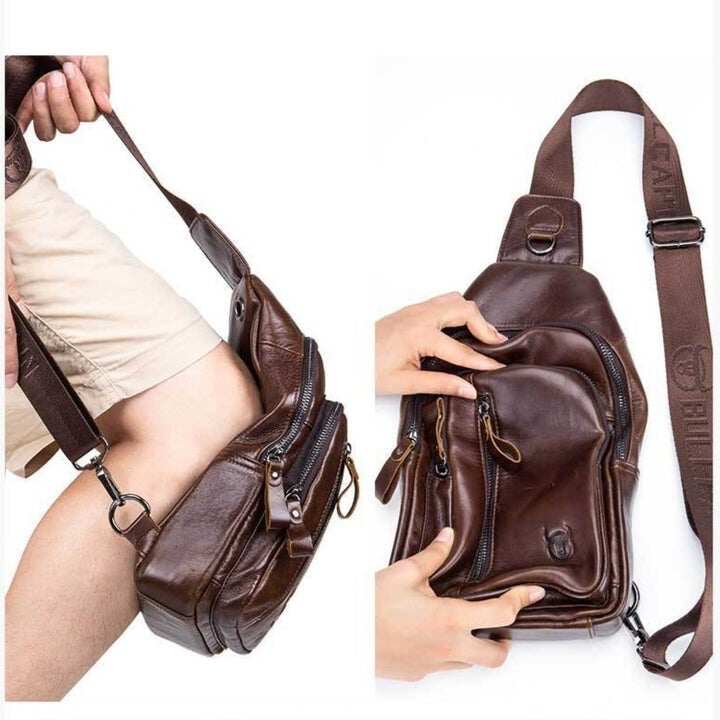 Męskie torby na klatkę piersiową Torby z prawdziwej skóry Crossbody Torba na ramię