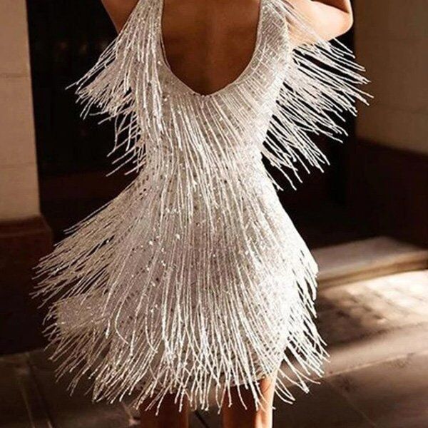 ✨Sexy vestido elegante com franjas