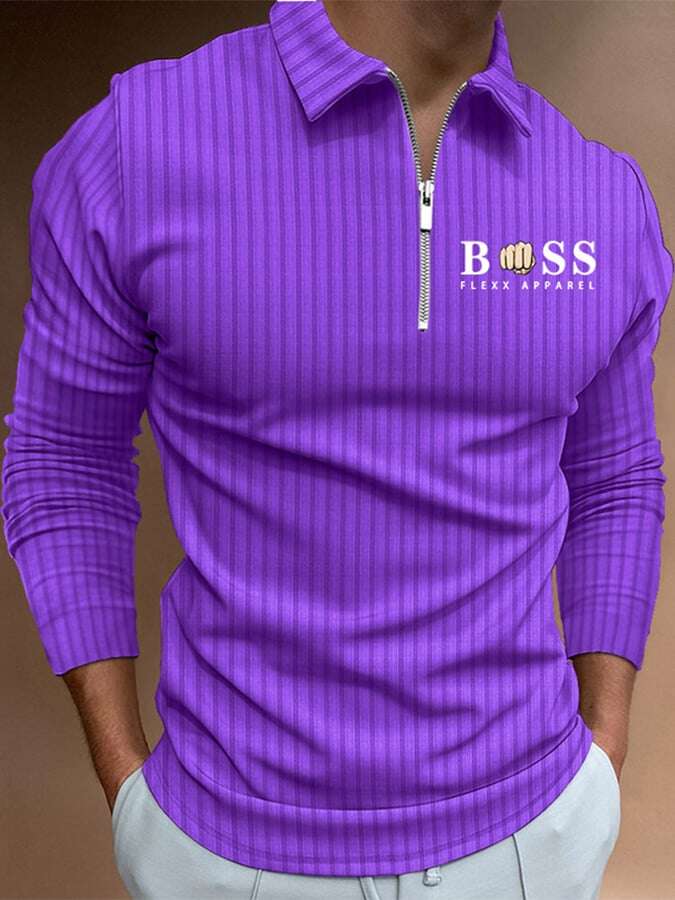 Pulôver com estampado de riscas e letras polo casual