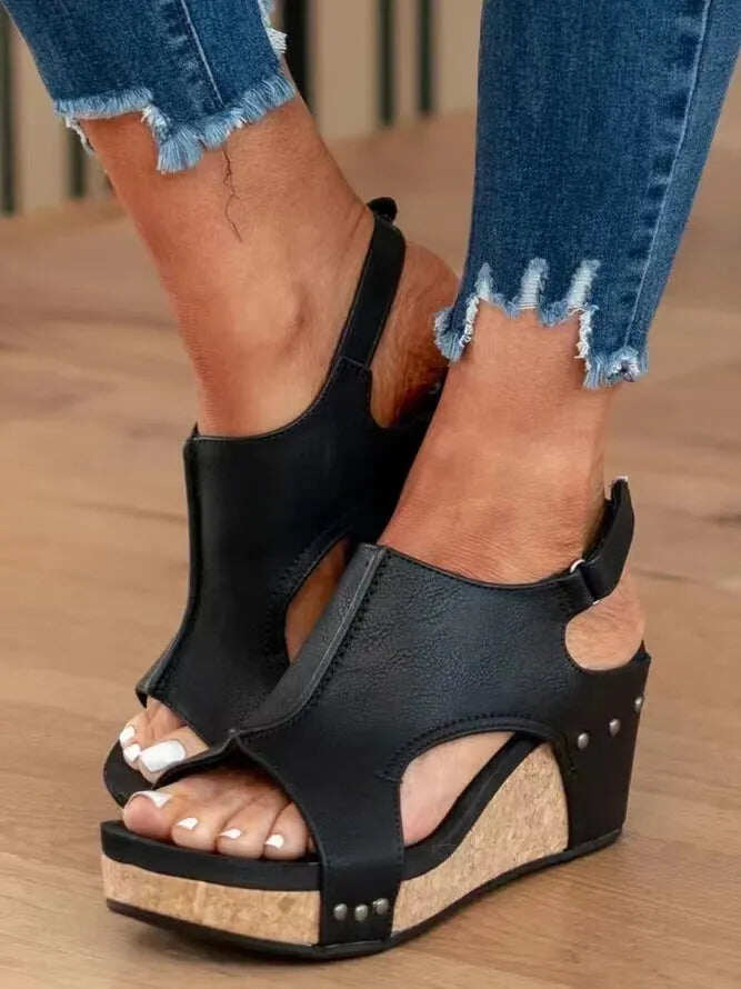 Buty damskie w stylu retro, na grubej podeszwie, na wygodnym koturnie