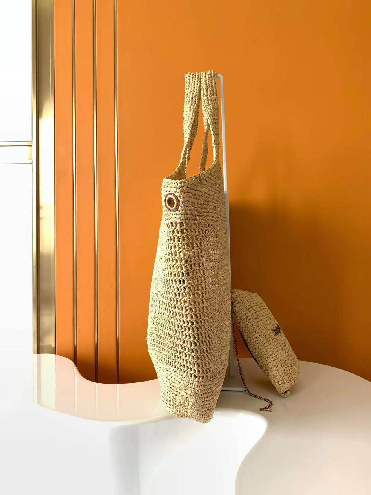 ICARE Raffia Crochet Grande Sacola de Compras