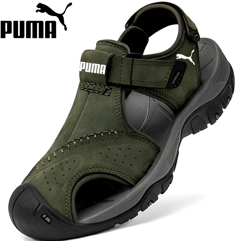 PUMA Sandały sportowe męskie z zamkniętymi palcami, skórzane, turystyczne, sportowe, spacerowe, na zewnątrz, na plażę, szlak, na rzekę, wędkarskie, do wody, lekkie, wygodne, wodoodporne