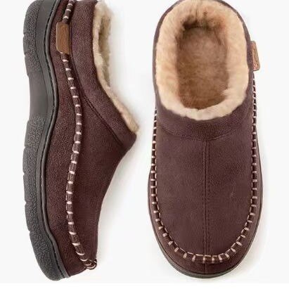 Cross-border cotton slippers autumn and winter indoor home use non-slip warm plus velvet suede slippers winter men's Amazon