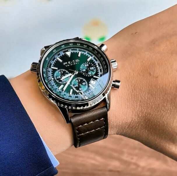 FEICE FK812 Мъжки часовници Многофункционални ръчно сглобени винтидж зелени часовници за мъже