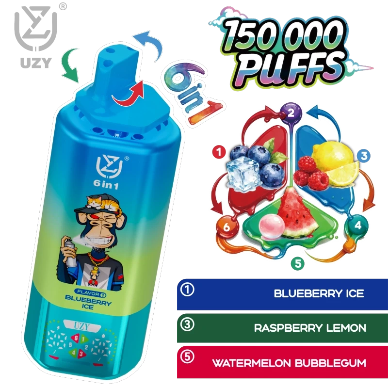 UZY 150K Puffs Vape Kiwi Passion Fruit Guava & Peach Lemon & Love 66