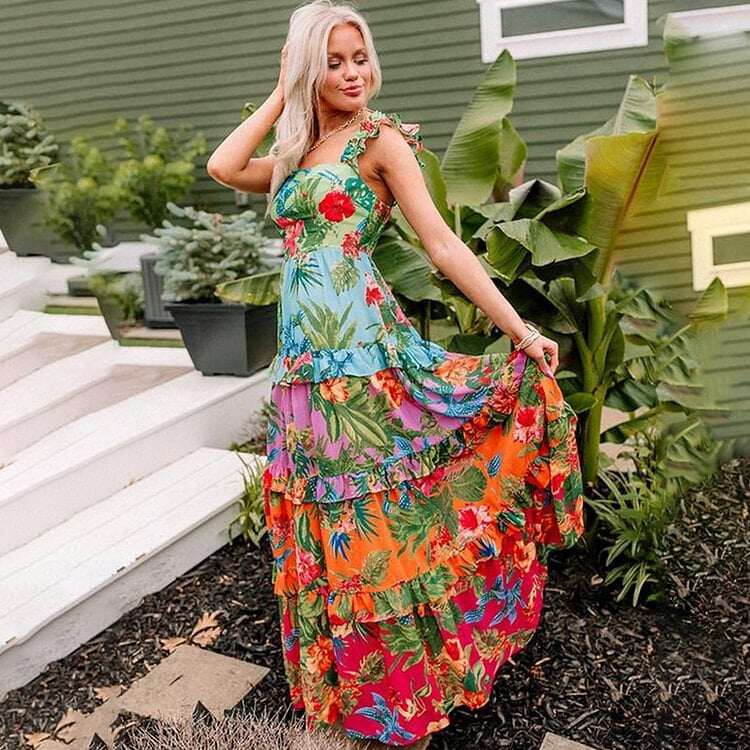 2025 New One-piece style with flutter sleeves and prints Swimsuit Set