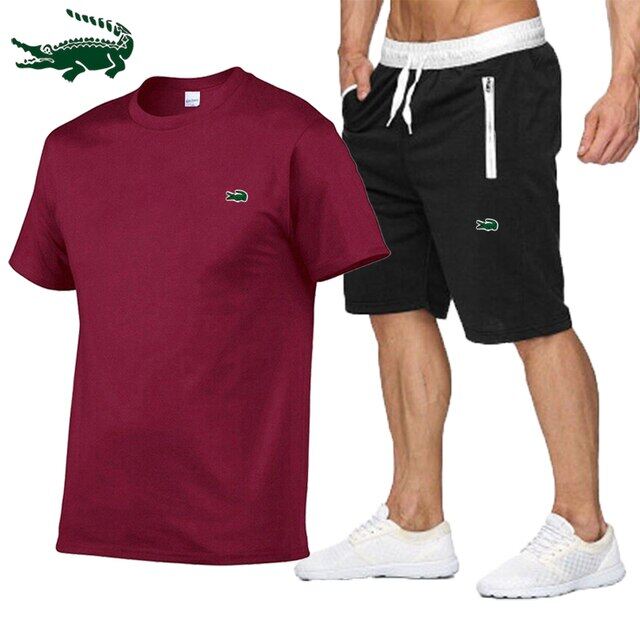 Cartelo High quality spring and summer new men's casual sports cotton round neck short-sleeved T-shirt+casual sports pants set