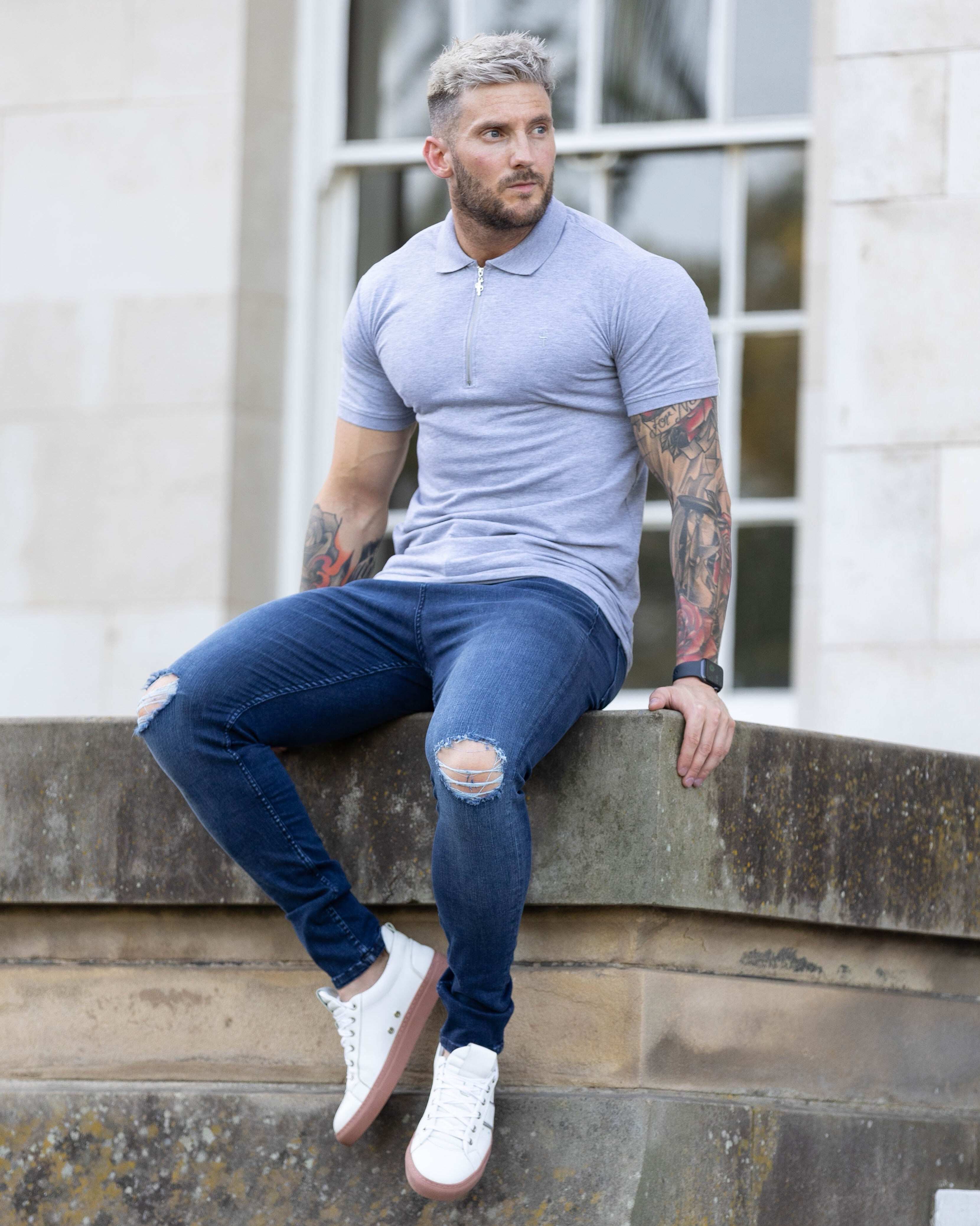 Father Sons Ultra Stretch Navy Slim Jeans with Knee Rips - FSJEAN004