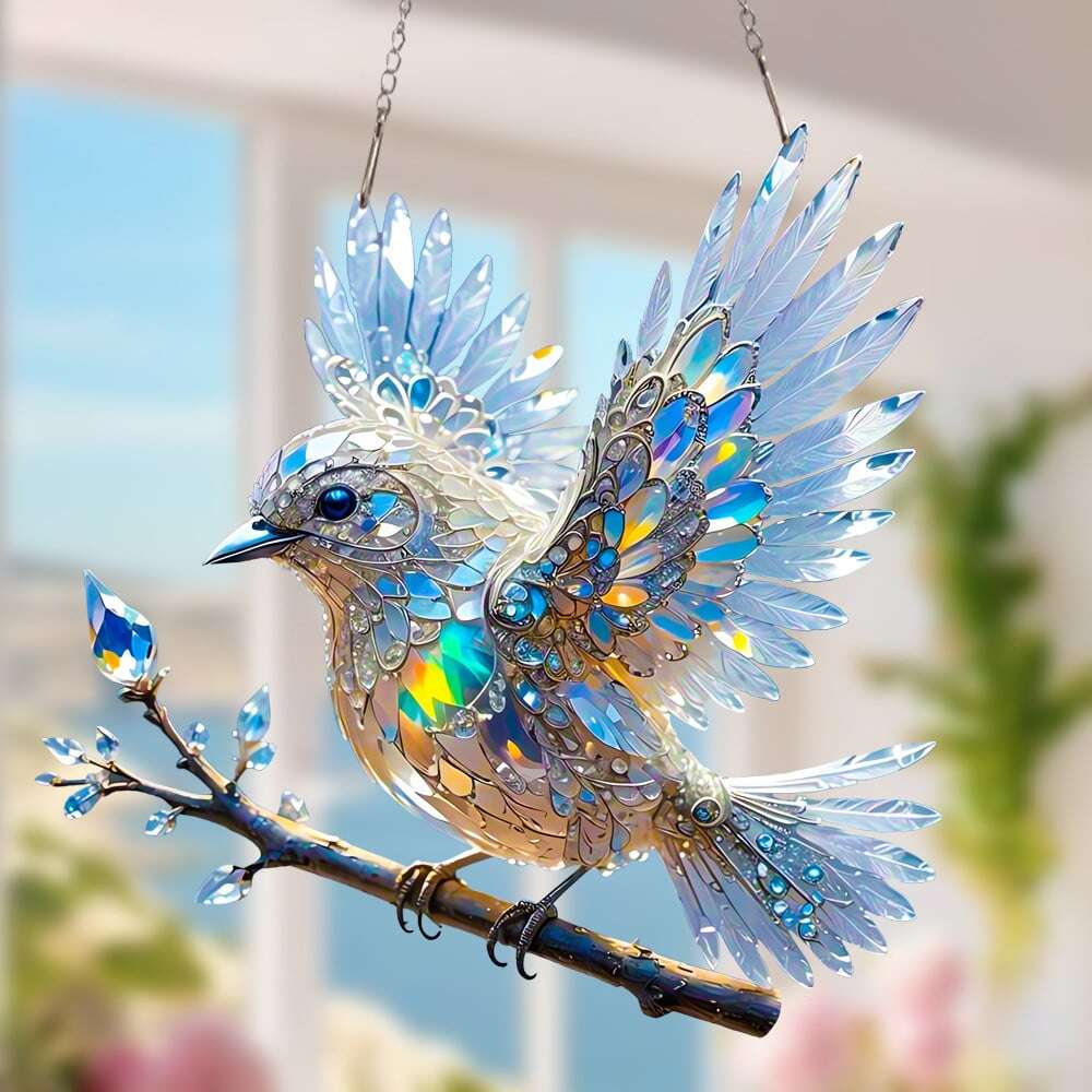 ⏰Ótima promoção - COMPRE 1 E LEVE 1 GRÁTIS 🔥🐦✨Ornamento artístico com pássaro azul-celeste de cristal