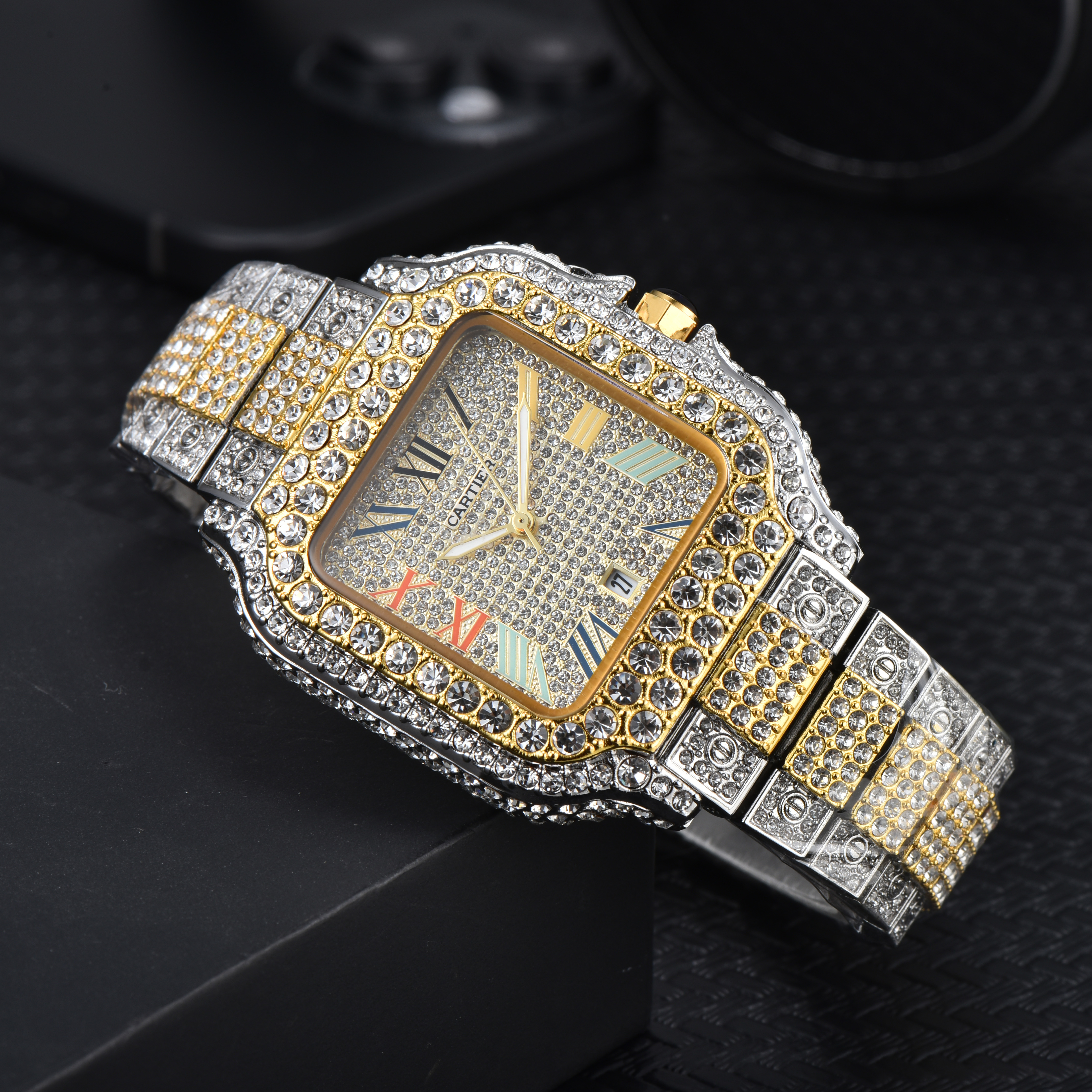 40mm Cartier Santos 100 XL - pełna tarcza ICED