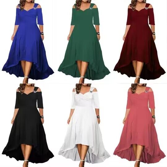 Prosta sukienka z odkrytymi ramionami, plus size