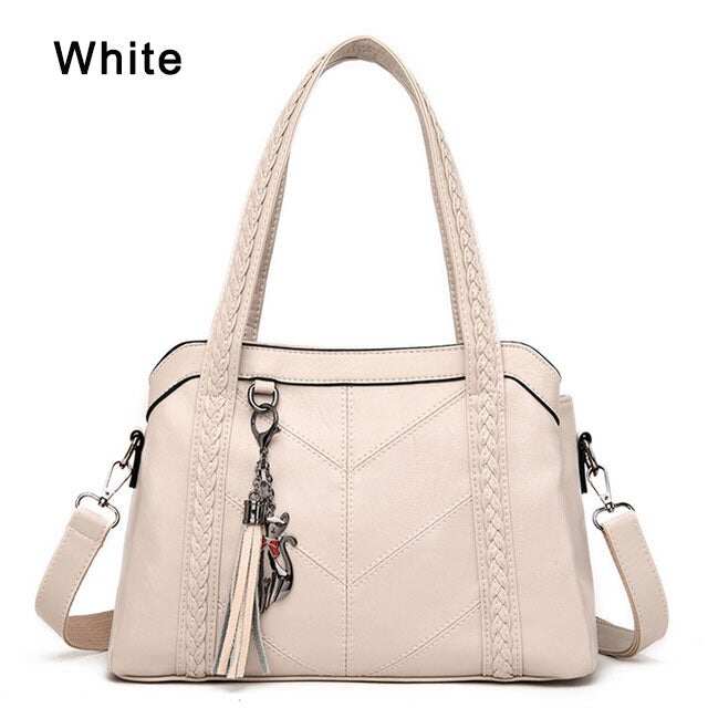 Bolsa de ombro de couro costurada na moda