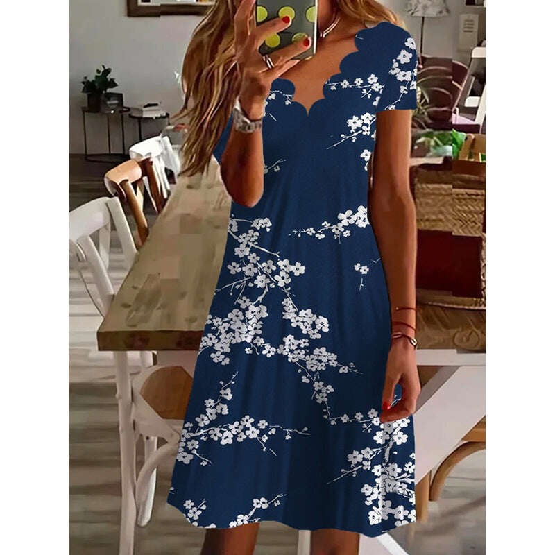 Празнична миди рокля с флорално деколте