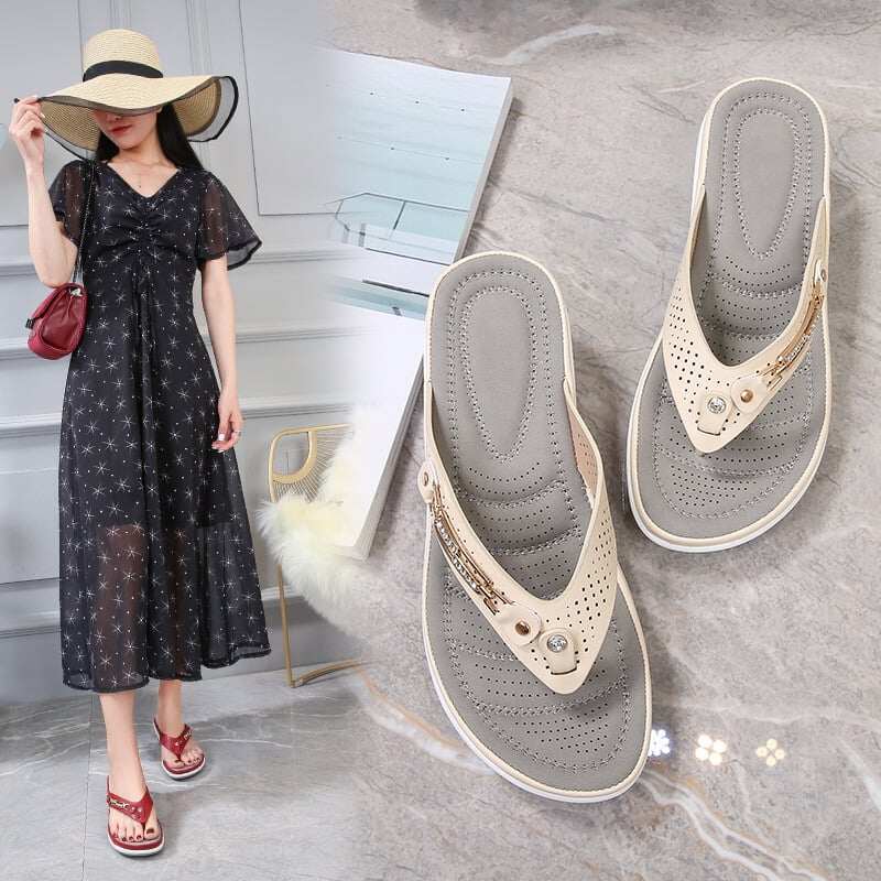 ⏰Last Day Promotion 49% OFF -Women's Arch Support Soft Cushion Flip Flops Thong Sandals Slippers