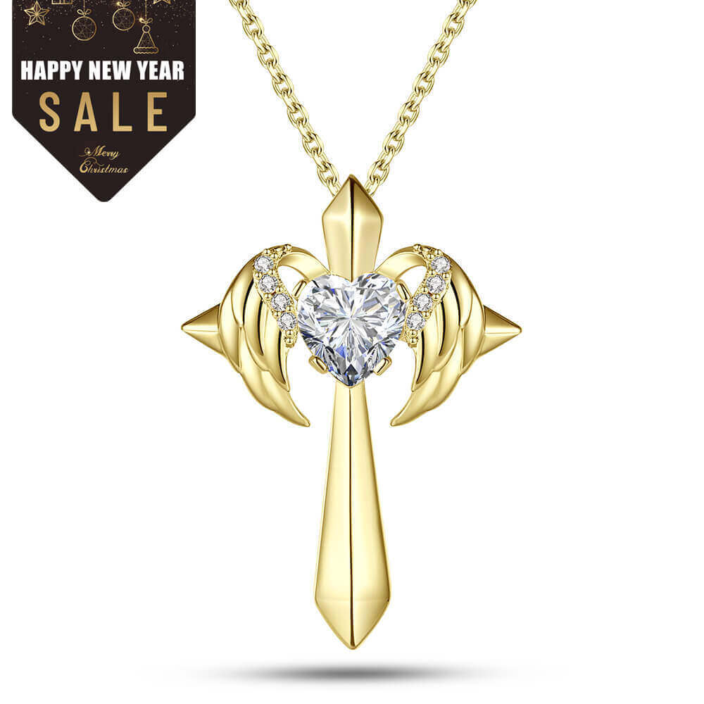 Δώρο κολιέ σταυρός με φτερά αγγέλου