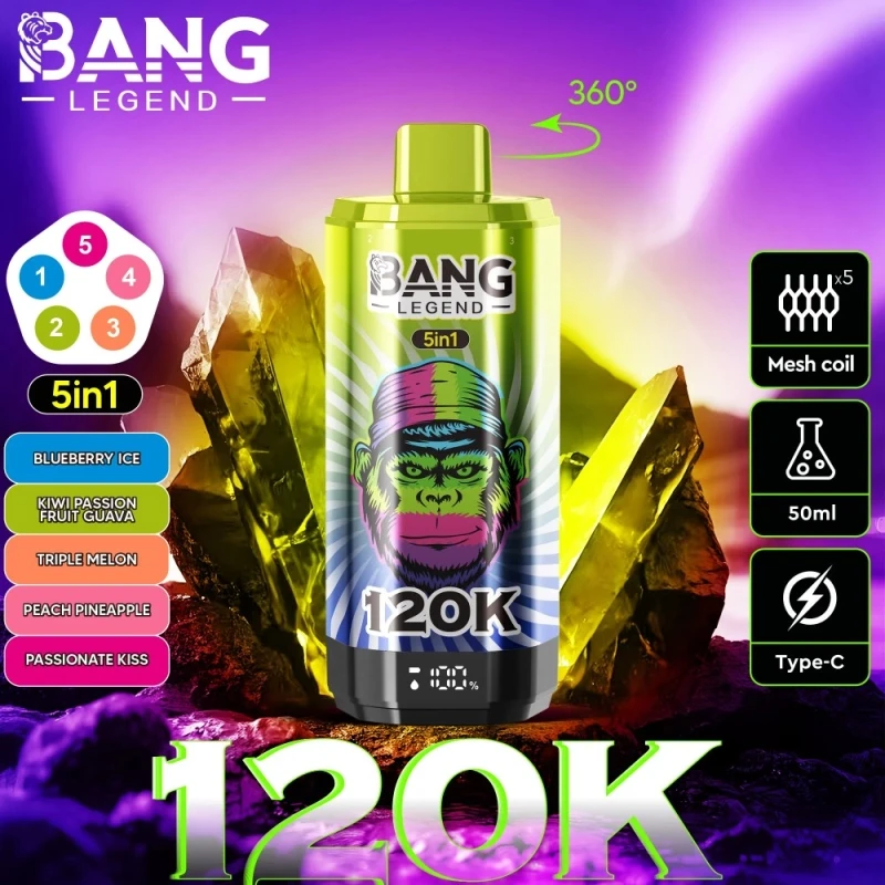 Bang Legend 120K Blueberry Ice & Kiwi Passion Fruit Guava & Triple Melon & Peach Pineapple & Passionate Kiss