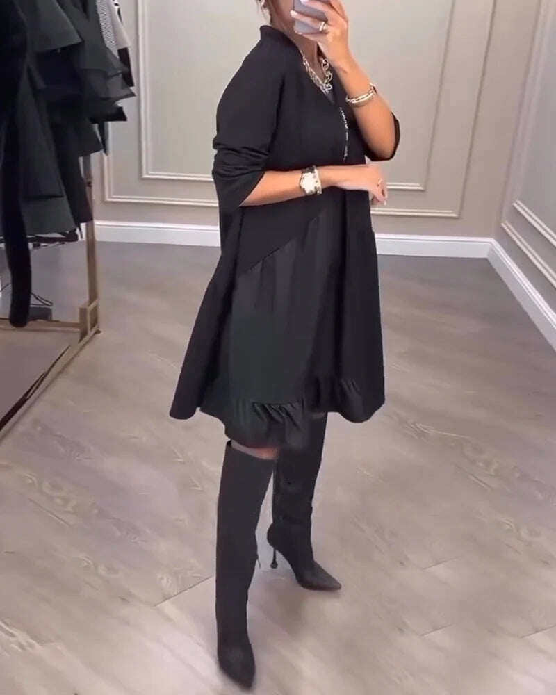 Novo vestido de manga comprida com decote em V 2024