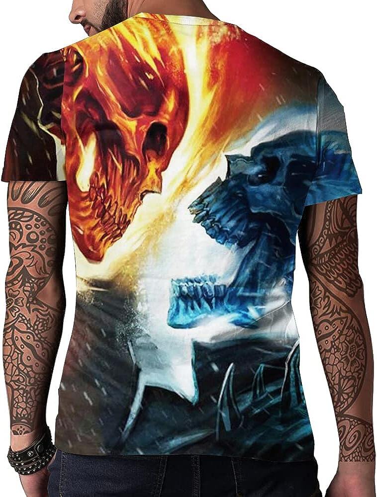 Men's 3D Print Skull T-Shirt 3D Creative Print Short Sleeve T-Shirt Casual Round Neck Novelty Street Fashion Tees Shirt