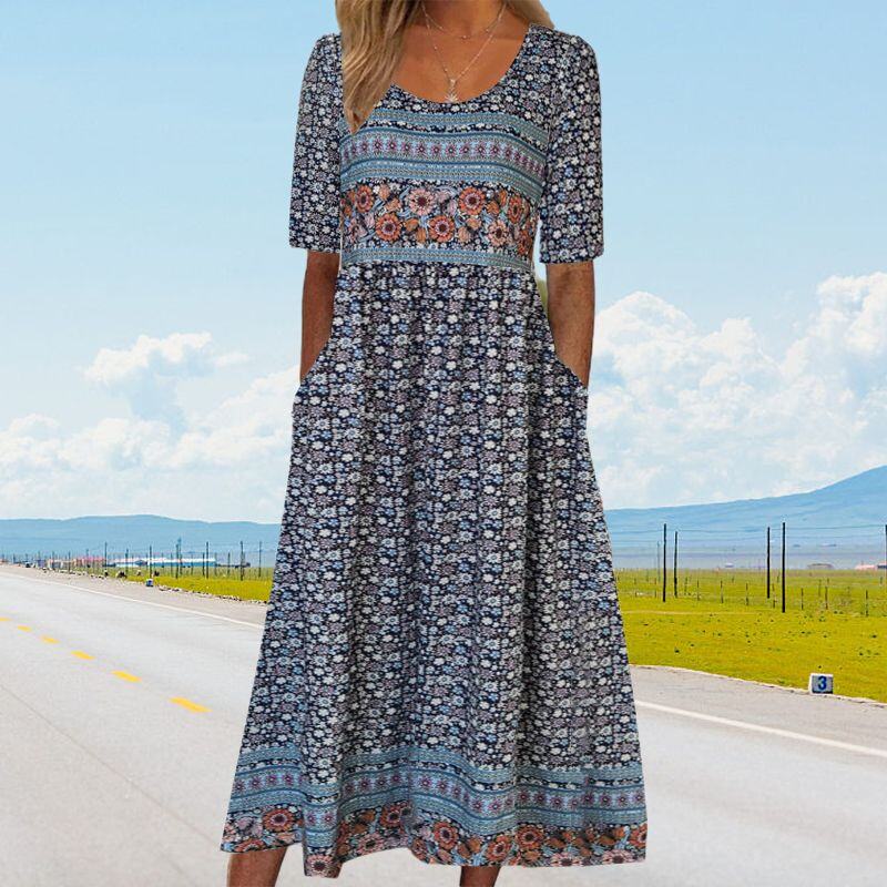 🌸 Vestido elegante Dami com estampa checa.