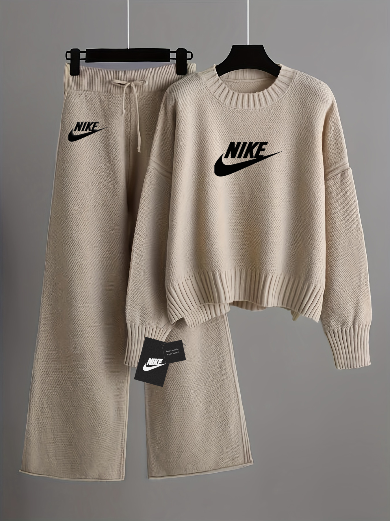 2025 NIKE® Outono e inverno suéter solto, calças largas, terno de duas peças