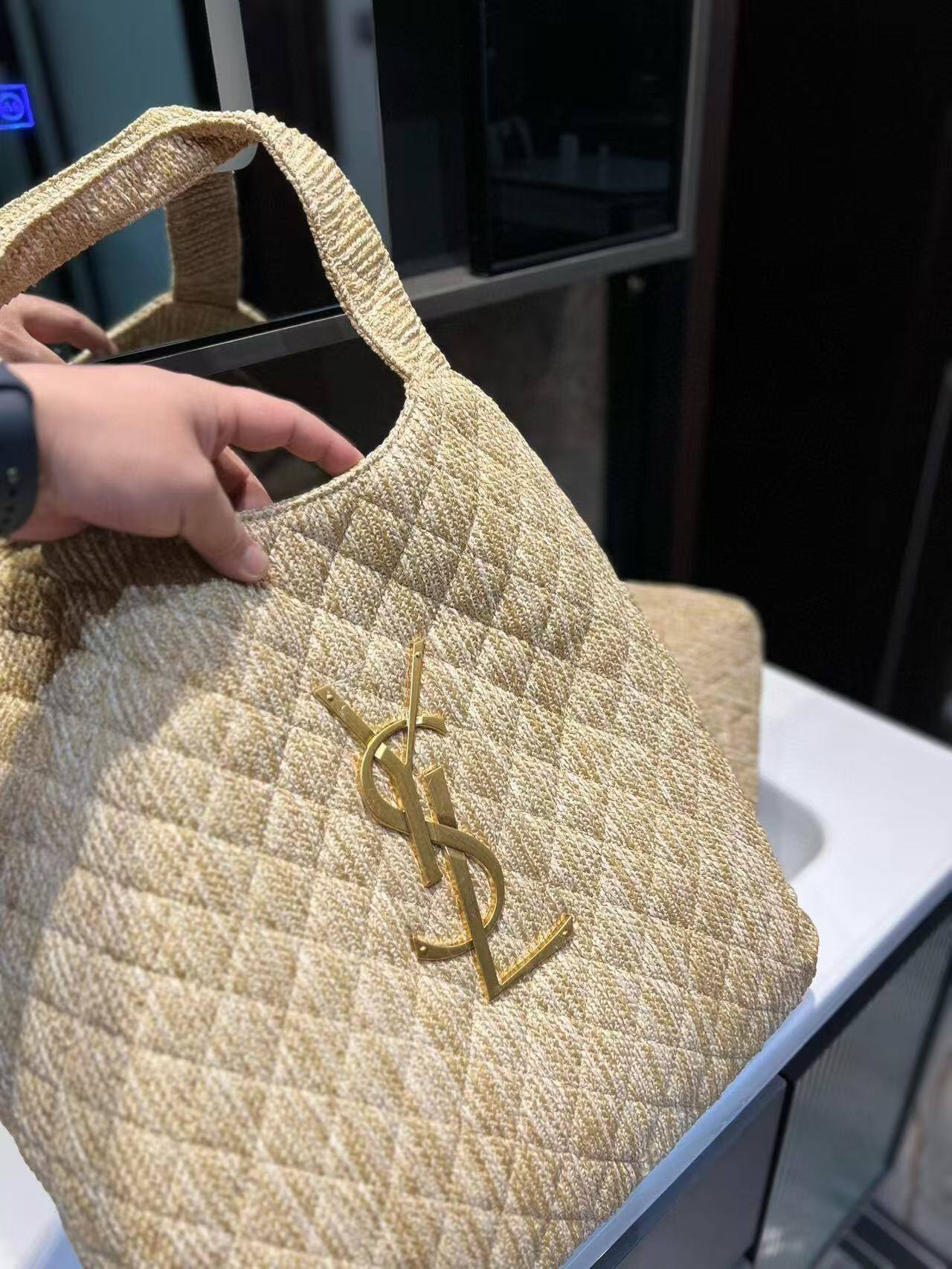 YSL gaby linen shopping bag