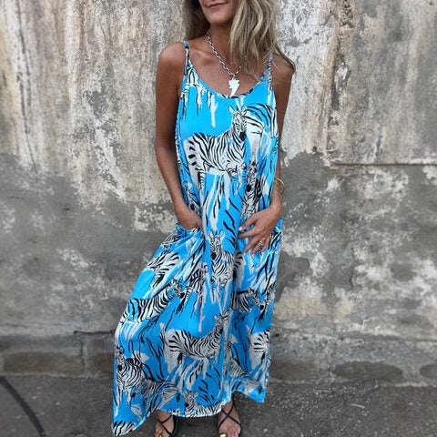 🌺 Vestido estampado sem alças finas
