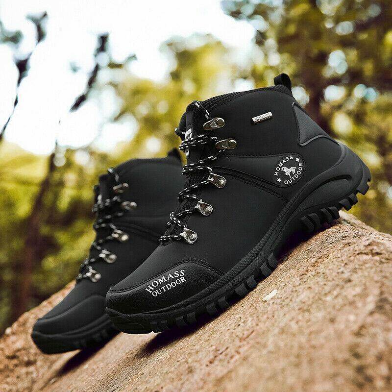 Botas masculinas para caminhada e acampamento, à prova d'água, antiderrapante, respirável, com cadarço, para caminhada ao ar livre