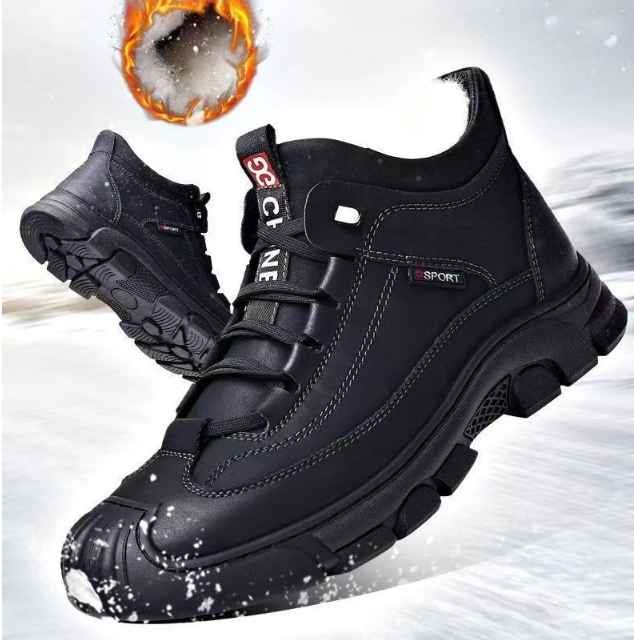 Botas martin de sola grossa masculina, sapatos de algodão masculinos novos de inverno 2023, além de veludo e grosso para manter o calor, botas curtas casuais masculinas para homens