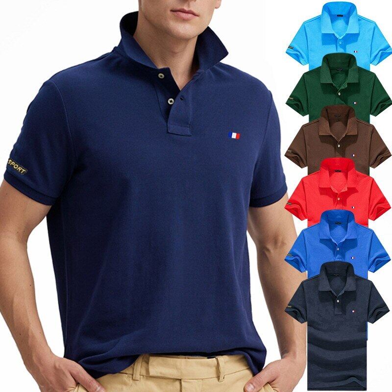 Camisa polo masculina manga curta com absorção de umidade e elasticidade com secagem rápida + proteção UV