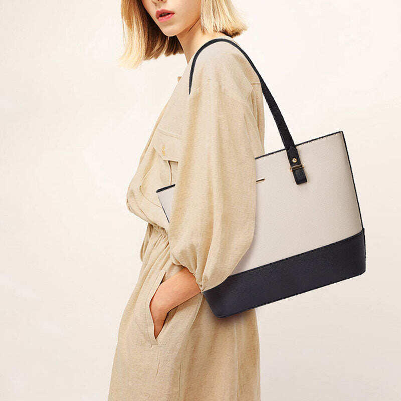 Bolsa feminina patchwork de 3 peças com franjas de alta capacidade