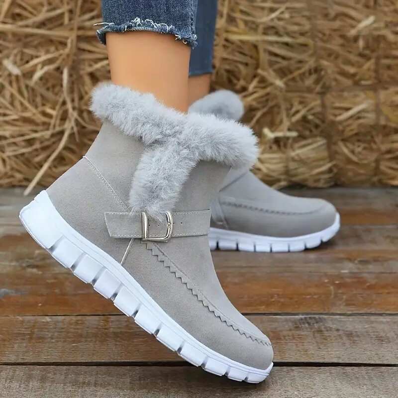 Botas de inverno, quentes para a neve, com zíper lateral