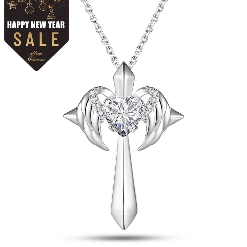 Presente de colar cruzado com asas de anjo