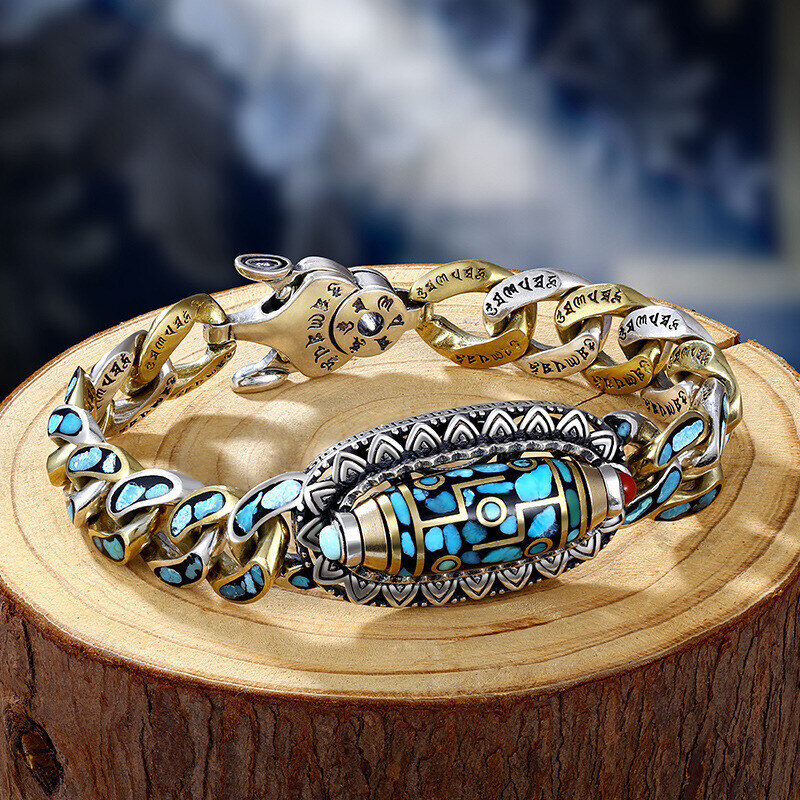 🧘‍♂ Pulseira de contas Dzi de nove olhos com seis sinais de Mantra