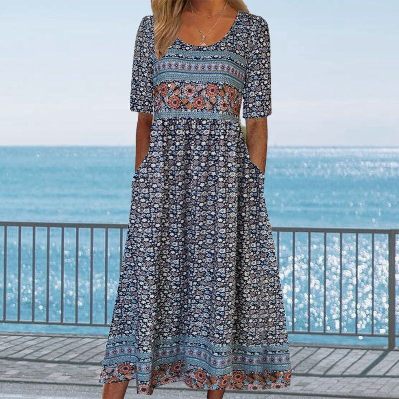 🌸 Vestido elegante Dami com estampa checa.