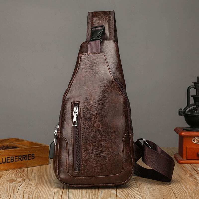 Męska torba na klatkę piersiową z teksturą w stylu retro