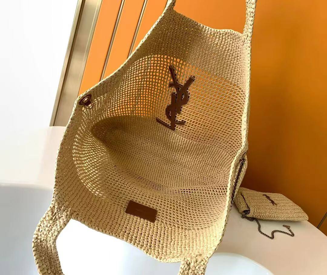 ICARE Raffia Crochet Large Shopping Bag